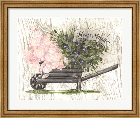 Framed Flower Market Wheelbarrow Print