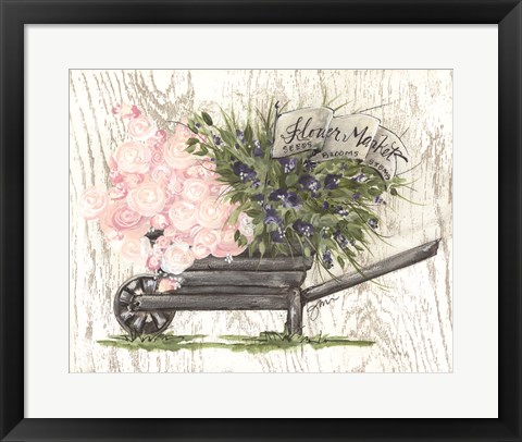 Framed Flower Market Wheelbarrow Print