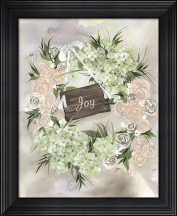 Framed Hydrangea Wreath Pale Pink Print