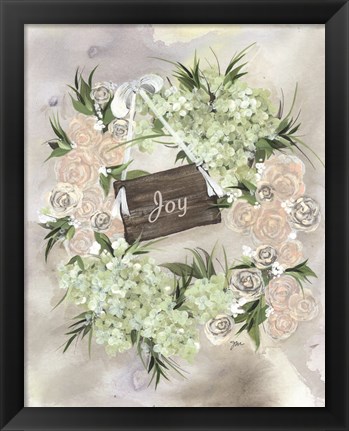 Framed Hydrangea Wreath Pale Pink Print