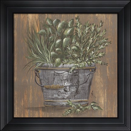 Framed Herb Trio in Pail Print
