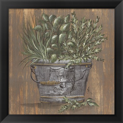 Framed Herb Trio in Pail Print