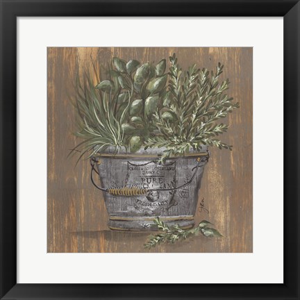 Framed Herb Trio in Pail Print