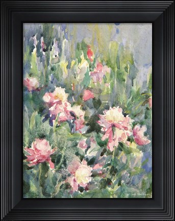 Framed Watercolor Garden of Roses Print