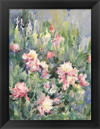 Framed Watercolor Garden of Roses Print