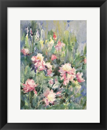 Framed Watercolor Garden of Roses Print