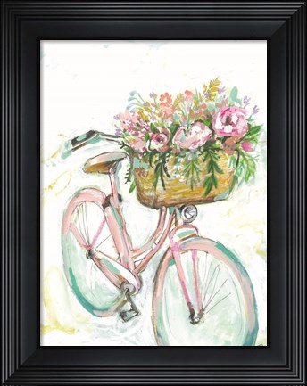 Framed Bicycle with Flower Basket Print