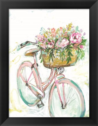 Framed Bicycle with Flower Basket Print