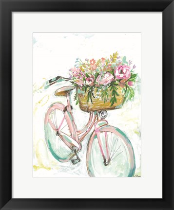 Framed Bicycle with Flower Basket Print