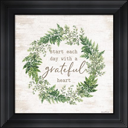 Framed Grateful Heart Wreath Print