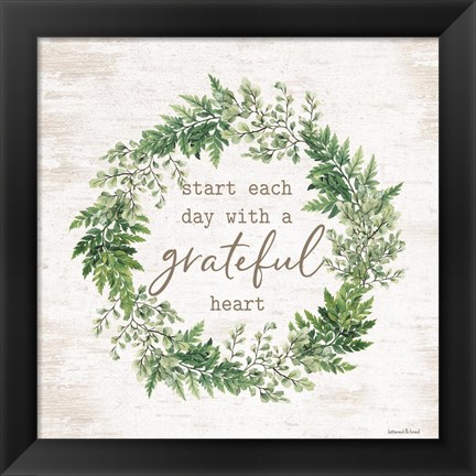 Framed Grateful Heart Wreath Print