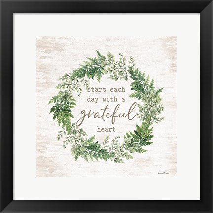 Framed Grateful Heart Wreath Print