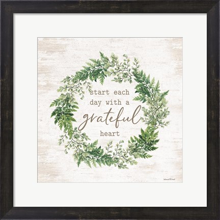 Framed Grateful Heart Wreath Print