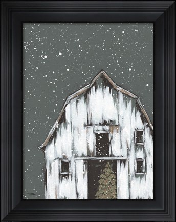 Framed Winter Night Barn Print