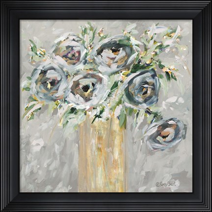 Framed Blooms in Gold Vase Print