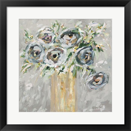 Framed Blooms in Gold Vase Print