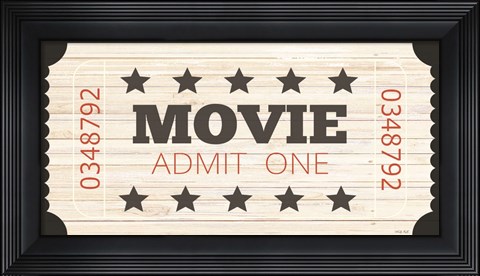 Framed Admit One Movie Ticket Print