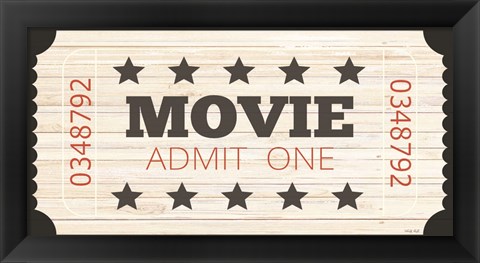 Framed Admit One Movie Ticket Print
