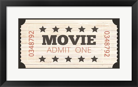 Framed Admit One Movie Ticket Print