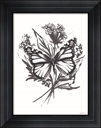 Framed Black &amp; White Butterfly Print