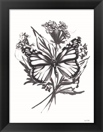 Framed Black &amp; White Butterfly Print