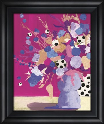 Framed Magenta Polka Dot Floral Print