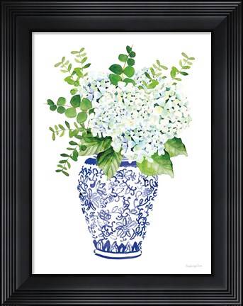 Framed Chinoiserie Hydrangea I Print