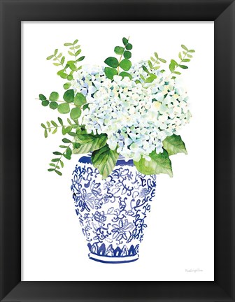 Framed Chinoiserie Hydrangea I Print