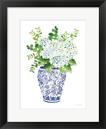 Framed Chinoiserie Hydrangea I Print