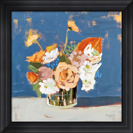 Framed Peach and White Bouquet Print