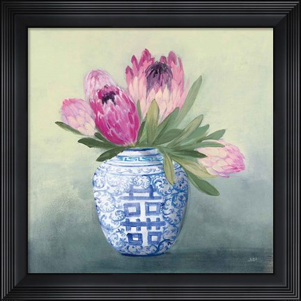 Framed Protea Chinoiserie I Print