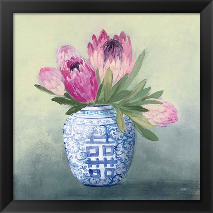 Framed Protea Chinoiserie I Print