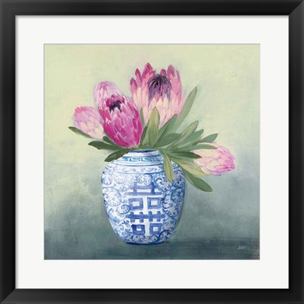 Framed Protea Chinoiserie I Print