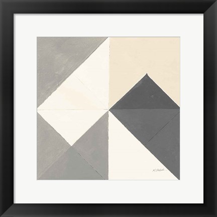 Framed Triangles IV Neutral Crop Print