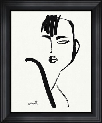 Framed Brush Portrait I Print