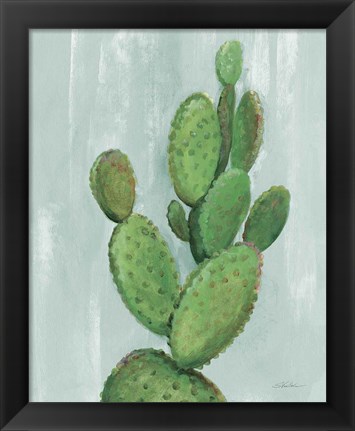 Framed Front Yard Cactus I Slate Print