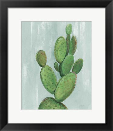 Framed Front Yard Cactus I Slate Print
