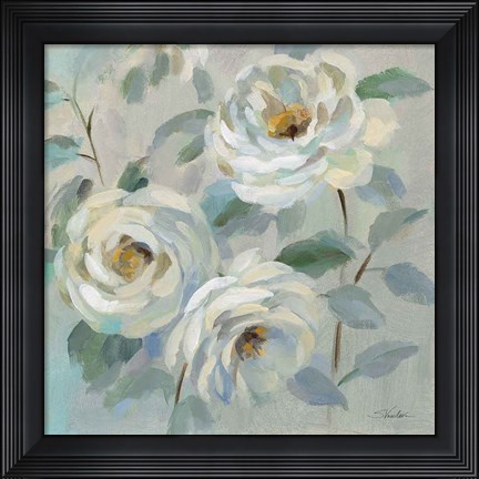 Framed Blue Gray Floral Print