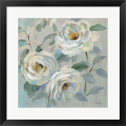 Framed Blue Gray Floral Print