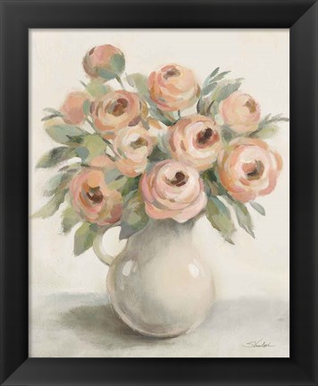 Framed Blush Flowers in a Jug Print