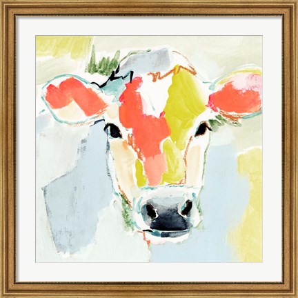 Framed Pastel Cow I Print