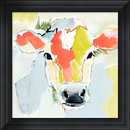 Framed Pastel Cow I Print