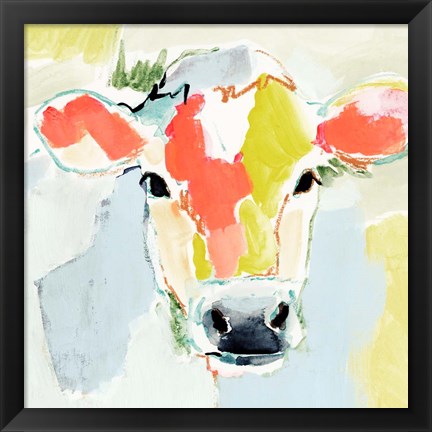 Framed Pastel Cow I Print