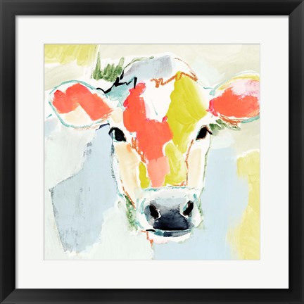 Framed Pastel Cow I Print