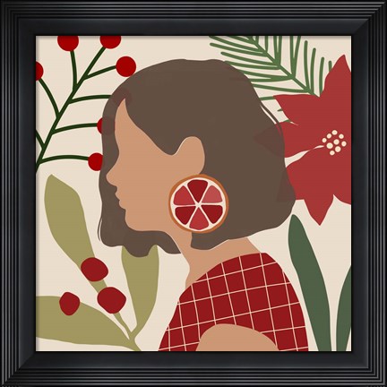 Framed Christmas Earring IV Print