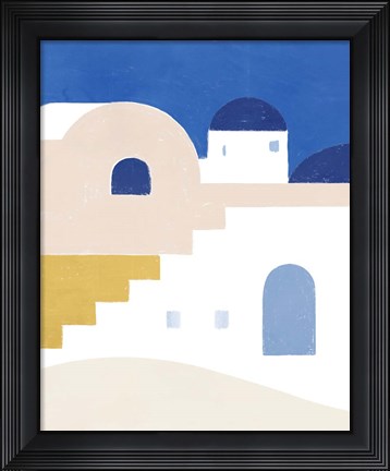 Framed Simple Santorini I Print