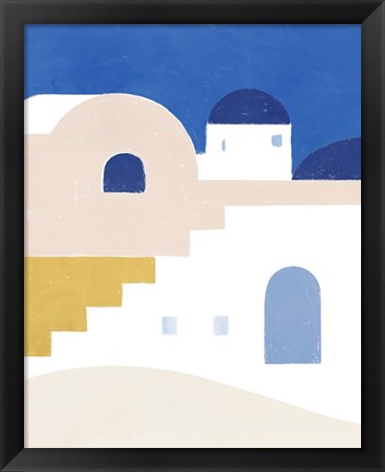 Framed Simple Santorini I Print