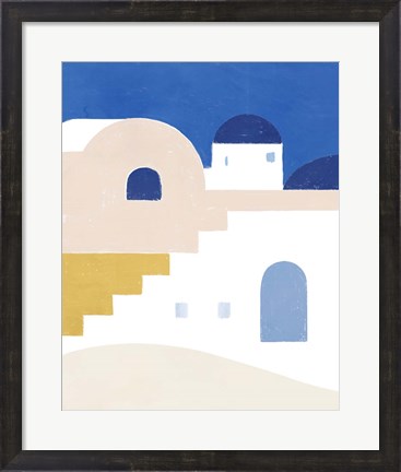 Framed Simple Santorini I Print