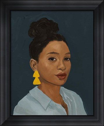 Framed Figure in Yellow Earring Print