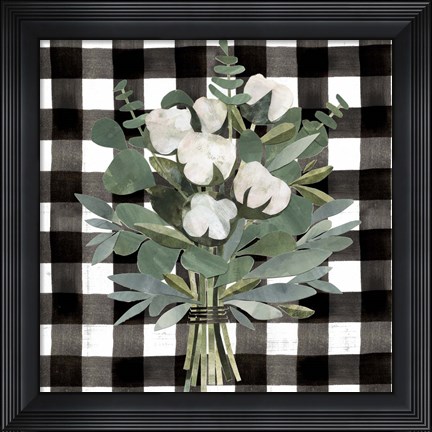 Framed Buffalo Check Cut Paper Bouquet I Print